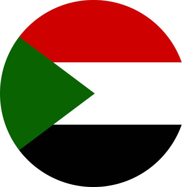 Sudan round flag icon. Travel backgrounds and signs.