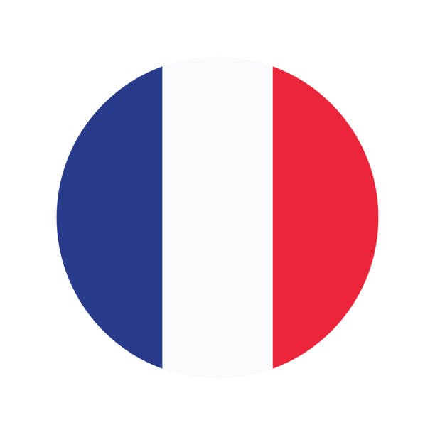 France flag. Flag of France. Frenchman flag. French national flag. Button flag icon. Standard color. Circle icon flag. Computer illustration. Digital illustration. Vector illustration.